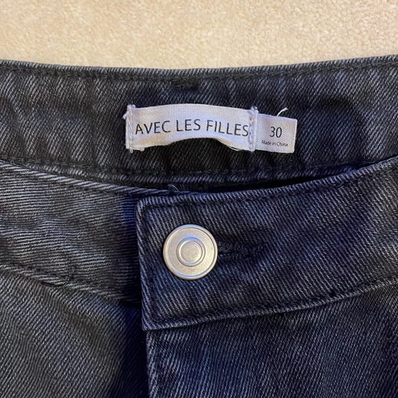 AVEC LES FILLES HIGH-RISE STRAIGHT LEG CROP BLACK JEAN in SIZE 30 - Picture 5 of 9